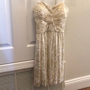 Gold and white strapless prom/formal dress